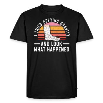 I Tried Defying Gravity Broken Leg Injury Recovery - Men's Premium Organic T-Shirt - black - Front - Nico (187cm)