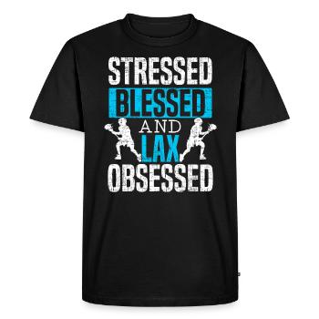 Stressé Béni et obsédé par le laxisme Amateur de crosse - T-shirt Premium bio Homme - noir - Devant - Nico (187cm)