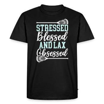 Stressé Béni et obsédé par le laxisme Amateur de crosse - T-shirt Premium bio Homme - noir - Devant - Nico (187cm)