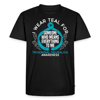 Je porte de la sarcelle pour quelqu’un qui signifie tout pour moi - T-shirt Premium bio Homme - noir - Devant - Nico (187cm)