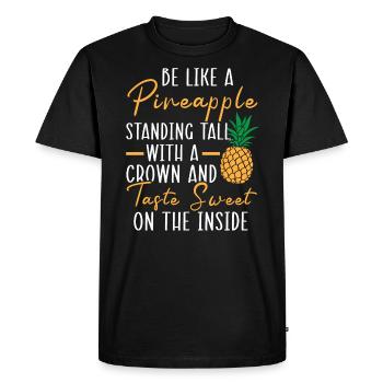 Pineapple Lover Hello Summer Tropical Fruit - Men's Premium Organic T-Shirt - black - Front - Nico (187cm)