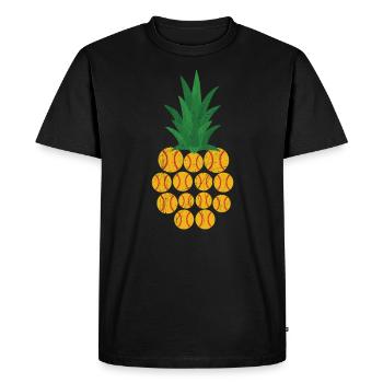 Pineapple Lover Hello Summer Softball Player - Men's Premium Organic T-Shirt - black - Front - Nico (187cm)