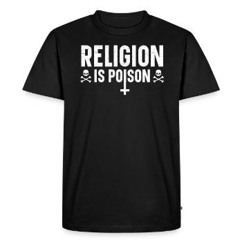 La religion est un poison Anti-religion Athée agnostique - T-shirt Premium bio Homme - noir - Devant - Nico (187cm)