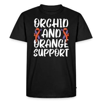Orchidée et orange Soutenir la maladie de la peau Psoriasis - T-shirt Premium bio Homme - noir - Devant - Nico (187cm)