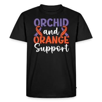 Orchidée et orange Soutenir la maladie de la peau Psoriasis - T-shirt Premium bio Homme - noir - Devant - Nico (187cm)