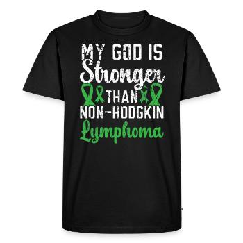 Mon Dieu est plus fort que le lymphome non hodgkinien - T-shirt Premium bio Homme - noir - Devant - Nico (187cm)