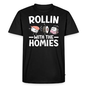 Rollin' With The Homies Food Lover Japanese Sushi - Men's Premium Organic T-Shirt - black - Front - Nico (187cm)