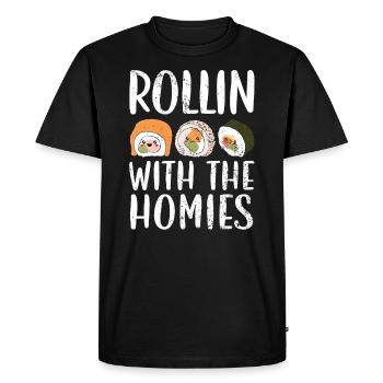 Rollin' With The Homies Food Lover Japanese Sushi - Men's Premium Organic T-Shirt - black - Front - Nico (187cm)