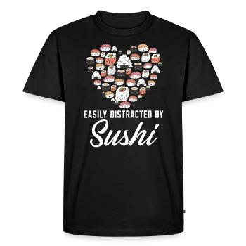 Easily Distracted By Sushi Food Lover Foodie - Men's Premium Organic T-Shirt - black - Front - Nico (187cm)