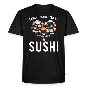 Easily Distracted By Sushi Food Lover Foodie - Men's Premium Organic T-Shirt - black - Front - Nico (187cm)
