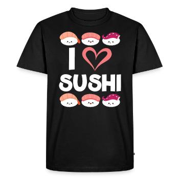 I Love Sushi Food Lover Foodie Japanese Sushi - Men's Premium Organic T-Shirt - black - Front - Nico (187cm)