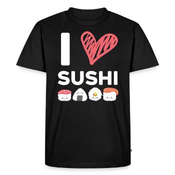 I Love Sushi Food Lover Foodie Japanese Sushi - Men's Premium Organic T-Shirt - black - Front - Nico (187cm)