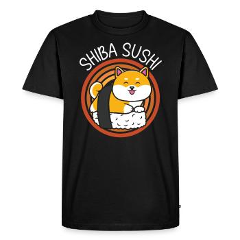 Shiba Sushi Food Lover Foodie Japanese Sushi - Men's Premium Organic T-Shirt - black - Front - Nico (187cm)