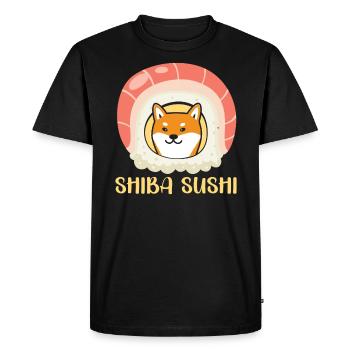 Shiba Sushi Food Lover Foodie Japanese Sushi - Men's Premium Organic T-Shirt - black - Front - Nico (187cm)