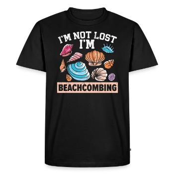 Je ne suis pas perdu Je suis Beachcombing Sea Glass Seashell - T-shirt Premium bio Homme - noir - Devant - Nico (187cm)