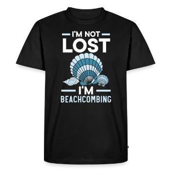 Je ne suis pas perdu Je suis Beachcombing Sea Glass Seashell - T-shirt Premium bio Homme - noir - Devant - Nico (187cm)