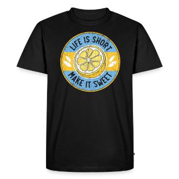 La vie est courte Faites-en un fruit sucré amoureux du citron - T-shirt Premium bio Homme - noir - Devant - Nico (187cm)