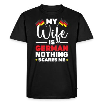 Ma femme est allemande Rien ne me fait peur Drapeau allemand - T-shirt Premium bio Homme - noir - Devant - Nico (187cm)