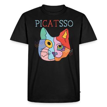 Picatsso Art Teacher Artist Painting Cat Owner - Men's Premium Organic T-Shirt - black - Front - Nico (187cm)