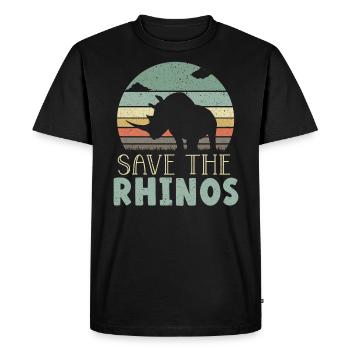 Sauvez le rhinocéros rhinocéros herbivore de la faune - T-shirt Premium bio Homme - noir - Devant - Nico (187cm)