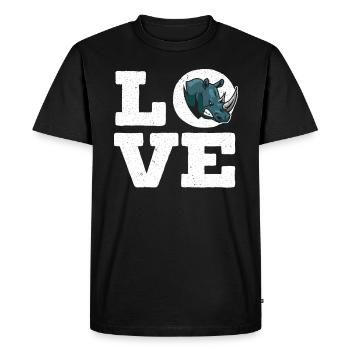 Amour Rhinocéros Rhinocéros Faune Animal Herbivore - T-shirt Premium bio Homme - noir - Devant - Nico (187cm)