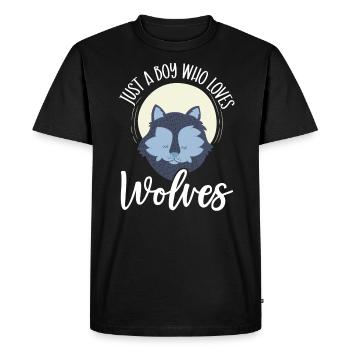 Juste un garçon qui aime les loups Loup Faune Animal - T-shirt Premium bio Homme - noir - Devant - Nico (187cm)