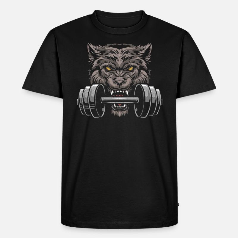 Wolf Bodybuilding Wolf Wildtier Tierpfleger - Männer Premium Bio T-Shirt - Schwarz