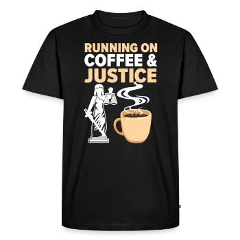 Running On Coffee And Justice Judge Lawyer Justice - Men's Premium Organic T-Shirt - black - Front - Nico (187cm)