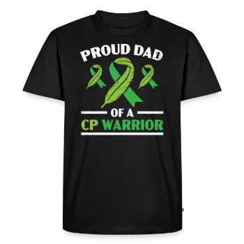 Fier père d’un père atteint de paralysie cérébrale guerrière CP - T-shirt Premium bio Homme - noir - Devant - Nico (187cm)