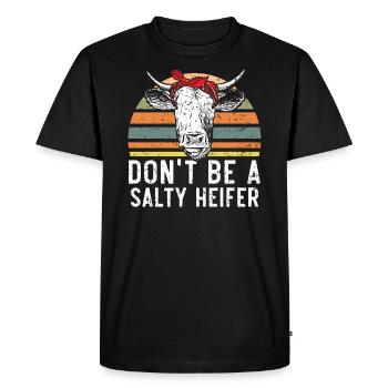 Ne soyez pas une génisse salée Vache Chuchoteur Élevage de vaches - T-shirt Premium bio Homme - noir - Devant - Nico (187cm)