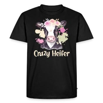 Crazy Heifer Cow Whisperer Cow Farming Farm - Men's Premium Organic T-Shirt - black - Front - Nico (187cm)