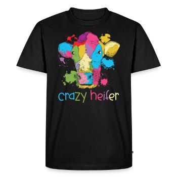 Crazy Heifer Cow Whisperer Cow Farming Farm - Men's Premium Organic T-Shirt - black - Front - Nico (187cm)