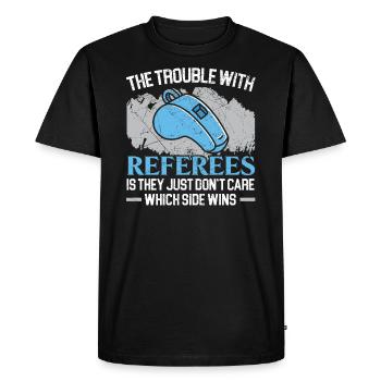 Proud Referee Game Official Sportsmanship Whistle - Men's Premium Organic T-Shirt - black - Front - Nico (187cm)