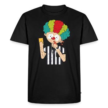 Clown Referee Game Official Sportsmanship Whistle - Men's Premium Organic T-Shirt - black - Front - Nico (187cm)