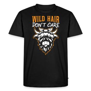 Les cheveux sauvages ne se soucient pas Highland Farmer Cow Whisperer - T-shirt Premium bio Homme - noir - Devant - Nico (187cm)