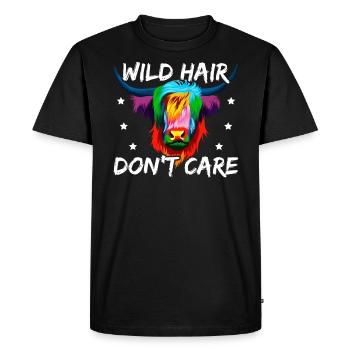 Les cheveux sauvages ne se soucient pas Highland Farmer Cow Whisperer - T-shirt Premium bio Homme - noir - Devant - Nico (187cm)