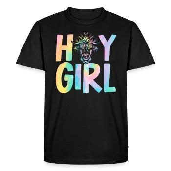Hay Girl Highland Farmer Vache Chuchoteur Vache Élevage - T-shirt Premium bio Homme - noir - Devant - Nico (187cm)