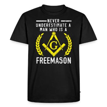 Never Underestimate A Man Who Is A Freemason - Men's Premium Organic T-Shirt - black - Front - Nico (187cm)