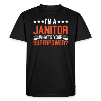Je suis un concierge Quel est votre gardien de superpuissance - T-shirt Premium bio Homme - noir - Devant - Nico (187cm)