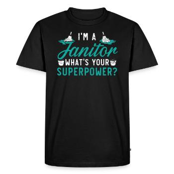 Je suis un concierge Quel est votre gardien de superpuissance - T-shirt Premium bio Homme - noir - Devant - Nico (187cm)
