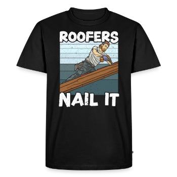 Couvreurs Nail It Roof Mechanic Roofing Entrepreneur en toiture - T-shirt Premium bio Homme - noir - Devant - Nico (187cm)