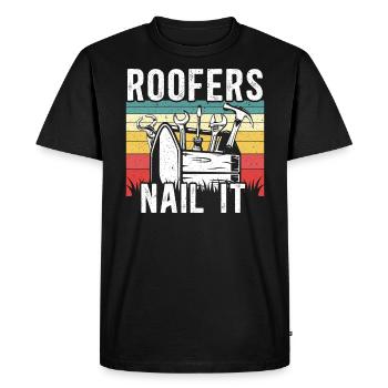Couvreurs Nail It Roof Mechanic Roofing Entrepreneur en toiture - T-shirt Premium bio Homme - noir - Devant - Nico (187cm)