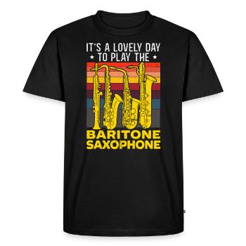 Une belle journée pour jouer du saxophone baryton - T-shirt Premium bio Homme - noir - Devant - Nico (187cm)