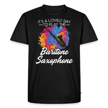 Une belle journée pour jouer du saxophone baryton - T-shirt Premium bio Homme - noir - Devant - Nico (187cm)