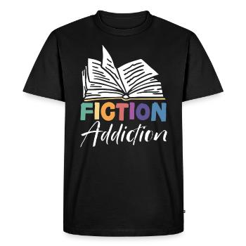 Fiction Addiction Bookworm Book Lover Bibliophile - T-shirt Premium bio Homme - noir - Devant - Nico (187cm)