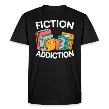 Fiction Addiction Bookworm Book Lover Bibliophile - T-shirt Premium bio Homme - noir - Devant - Nico (187cm)