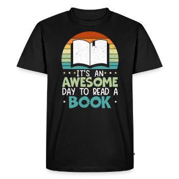 C’est une journée géniale pour lire un rat de bibliothèque - T-shirt Premium bio Homme - noir - Devant - Nico (187cm)