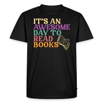 C’est une journée géniale pour lire un rat de bibliothèque - T-shirt Premium bio Homme - noir - Devant - Nico (187cm)