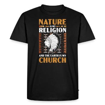 Nature Is My Religion And The Earth Is My Church - Men's Premium Organic T-Shirt - black - Front - Nico (187cm)