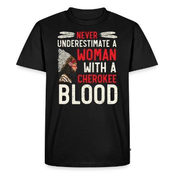 Ne sous-estimez jamais une femme avec un sang Cherokee - T-shirt Premium bio Homme - noir - Devant - Nico (187cm)